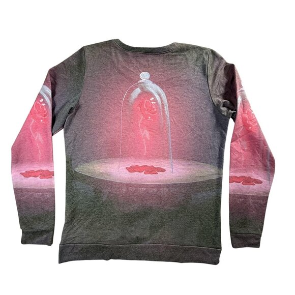 Disney Beauty and the Beast Shirt Womens Large Stained Glass Pullover Rose Top - Picture 2 of 12